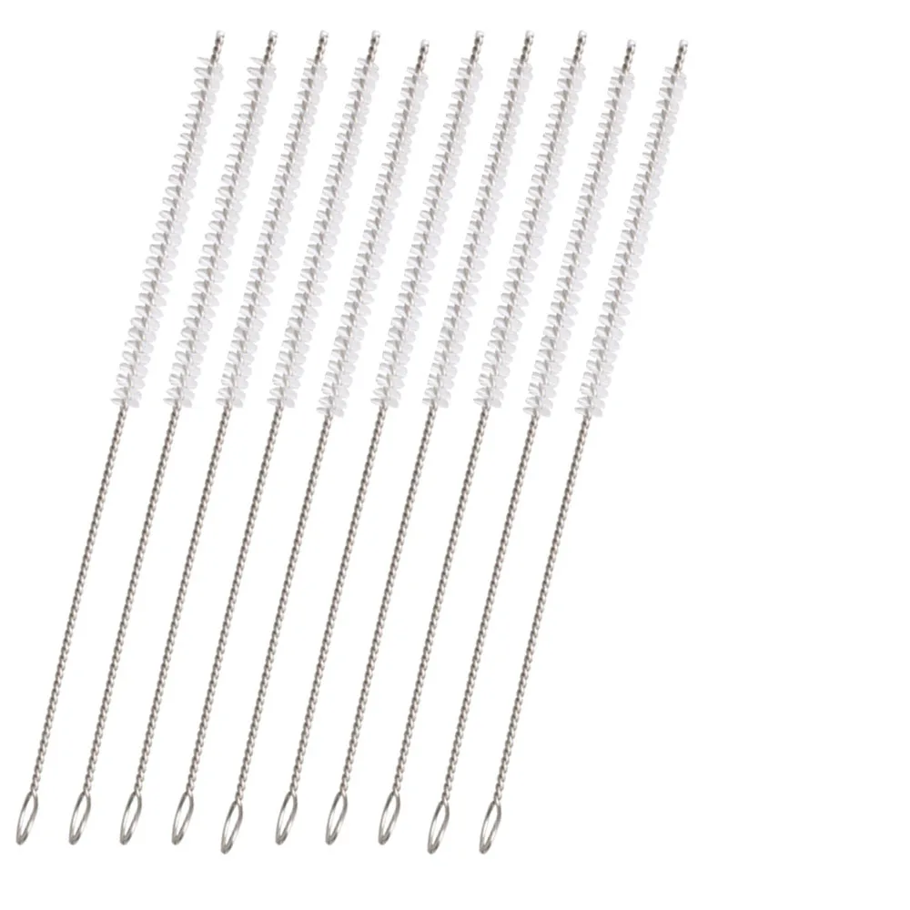 10pcs Nylon Brushes ，Stainless Steel Cleaner Nylon Cleaning Brushes Set， for Tobacco Pipe ，For Cleaning Tools，L 170mm OD 2mm 2