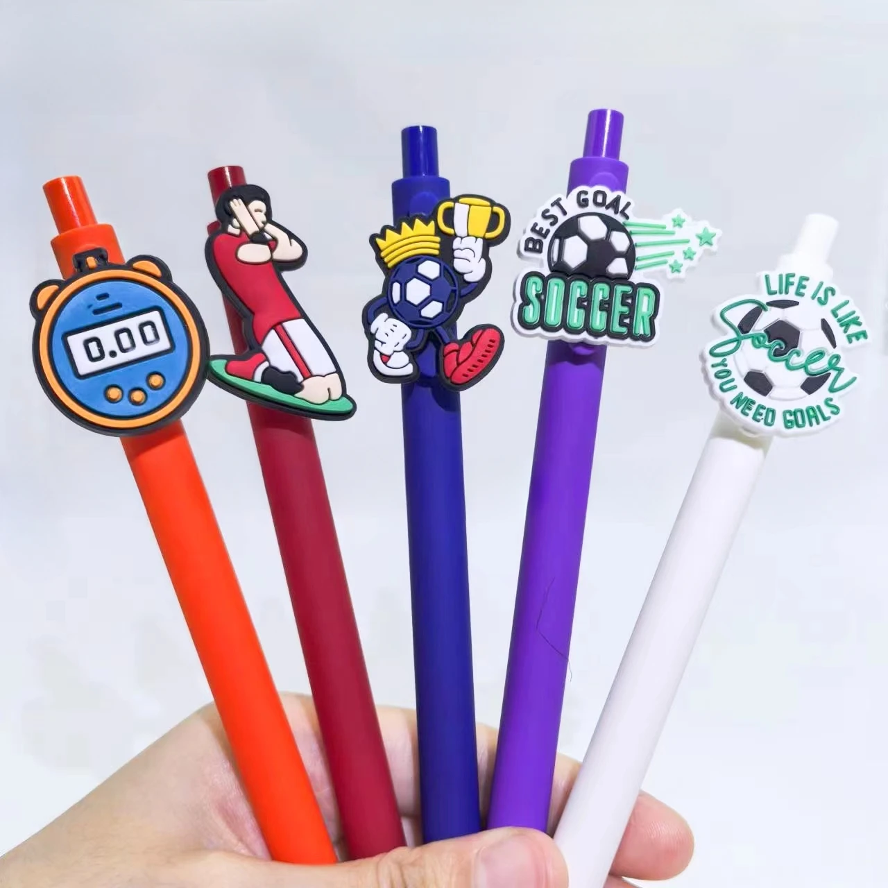 10PCS football soft patch neutral pen, sports series patch pen, creative stationery gift ballpoint pen, random style 3