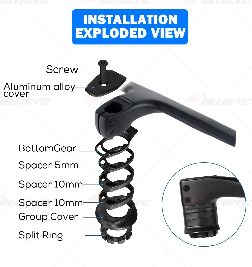 No Road Bike Full Carbon Fiber Internal Cable Integrated Bicycle Handlebar Cockpit For 360mm-380mm With Mount Spacers