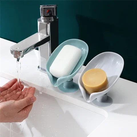 

Soap Holder Box Leaf Shape Drain Soap Holder Box Bathroom Shower Soap Holder Sponge Storage Plate Tray Bathroom Supplies Gadge