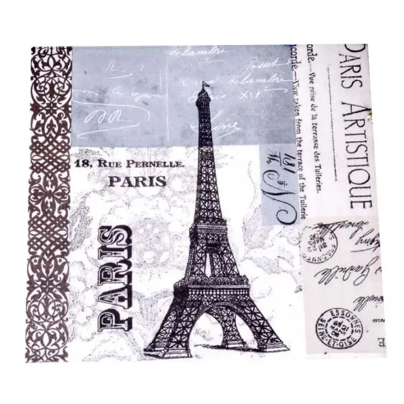 Limited Edition Eiffel Tower Colourful Napkin Eiffel Tower Print Colourful Tissue Paper Collector's Edition 20pcs/pac 2-Ply 33cm