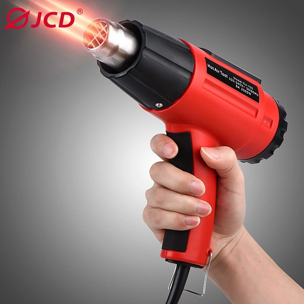 JCD 2000W Industrial Hot Air Gun Electric High Temperature Temperature Adjustable Hair Dryer Welding Shrinkage Packaging Tools