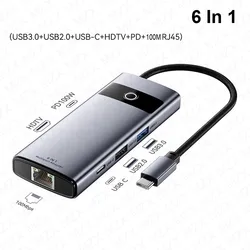 Premium Aluminum Alloy 8 - in - 1 USB - C Docking Station with 4K HDMI and PD 100W Charging (6in1 3.0 2.0 100M)