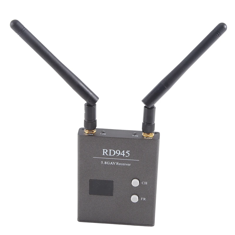 RD945 5.8G 48-Channel Dual Module Receiving Switch Image Transmission Receiver Model Airplane Accessories Black Plastic+Metal