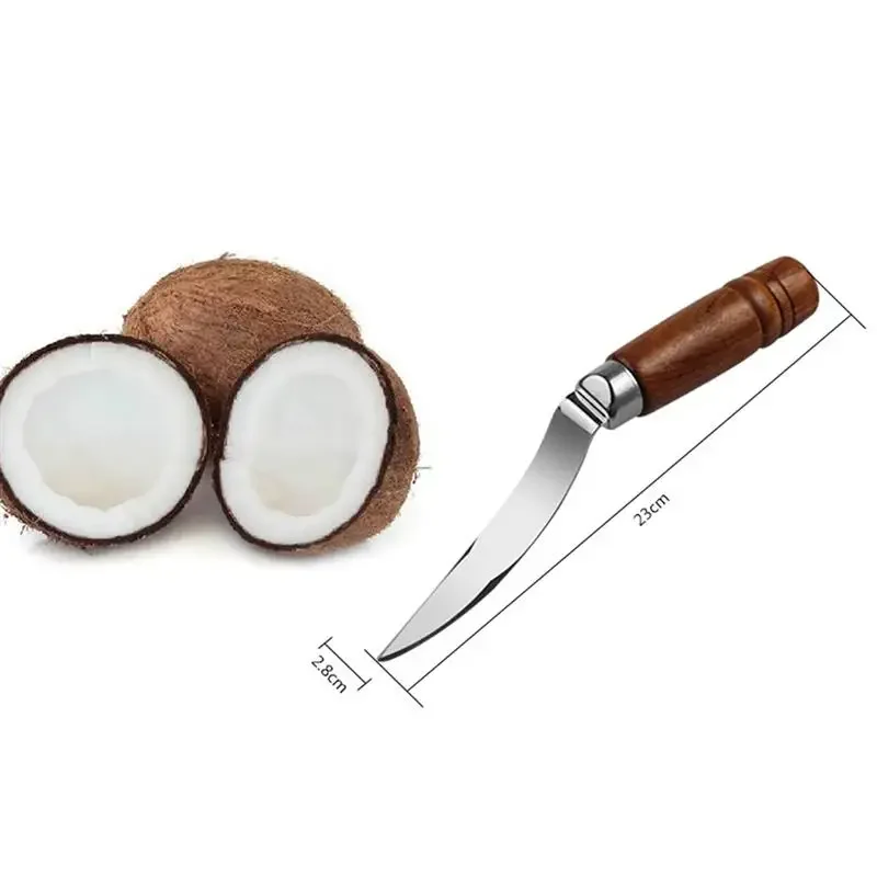 Digging Coconut Tool Stainless Steel Coconut Meat Extractor Shaving Cutter Wooden Handle Household Tools