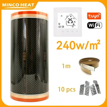 150วัตต์/ ㎡   5 ㎡   ความกว้าง 50 ซม. ประหยัดพลังงานกราฟีนอินฟราเรด PTC ฟิล์มทําความร้อนพื้นอุ่นเสื่อทําความร้อนพร้อมชุดติดตั้งเทอร์โมสตัท 17