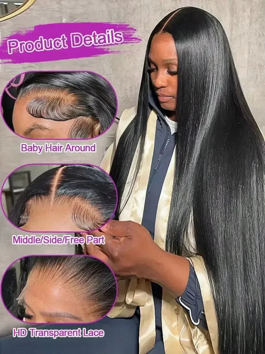 100% Human Hair 30 40 Inch Wigs 4x4 13x4 Hd Lace Wig 13x6 Hd Lace Human Hair Wig 300% Density Bone Straight Vietnamese Raw Hair 3