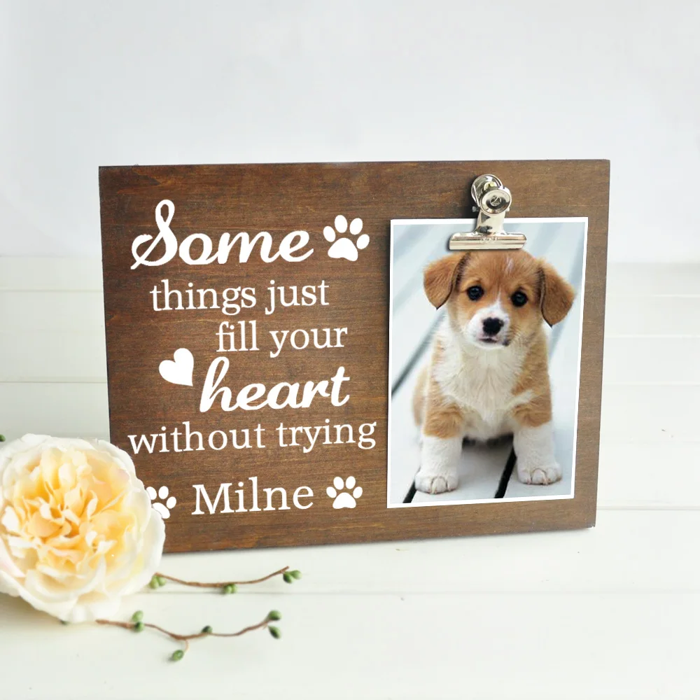 

Personalized Photo Frame Pet Memorial Gift Wooden Photo Board Picture Clip Pet Picture Frame Pet Lover Gift Pet Photo Frame