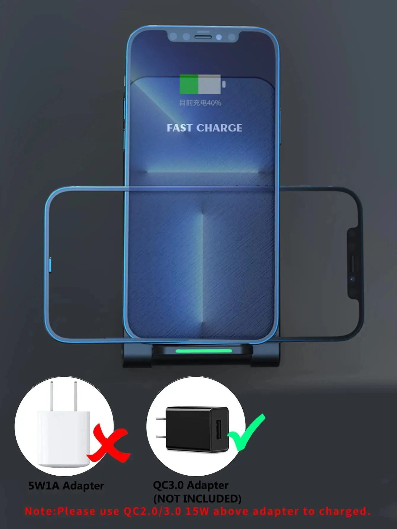 Wireless Fast Charger For iPhone 16 15 14 13 12 ProMax11 Stand Fast Charging Charger for Samsung Note 20/10 S24 Ultra Foldable SHOP