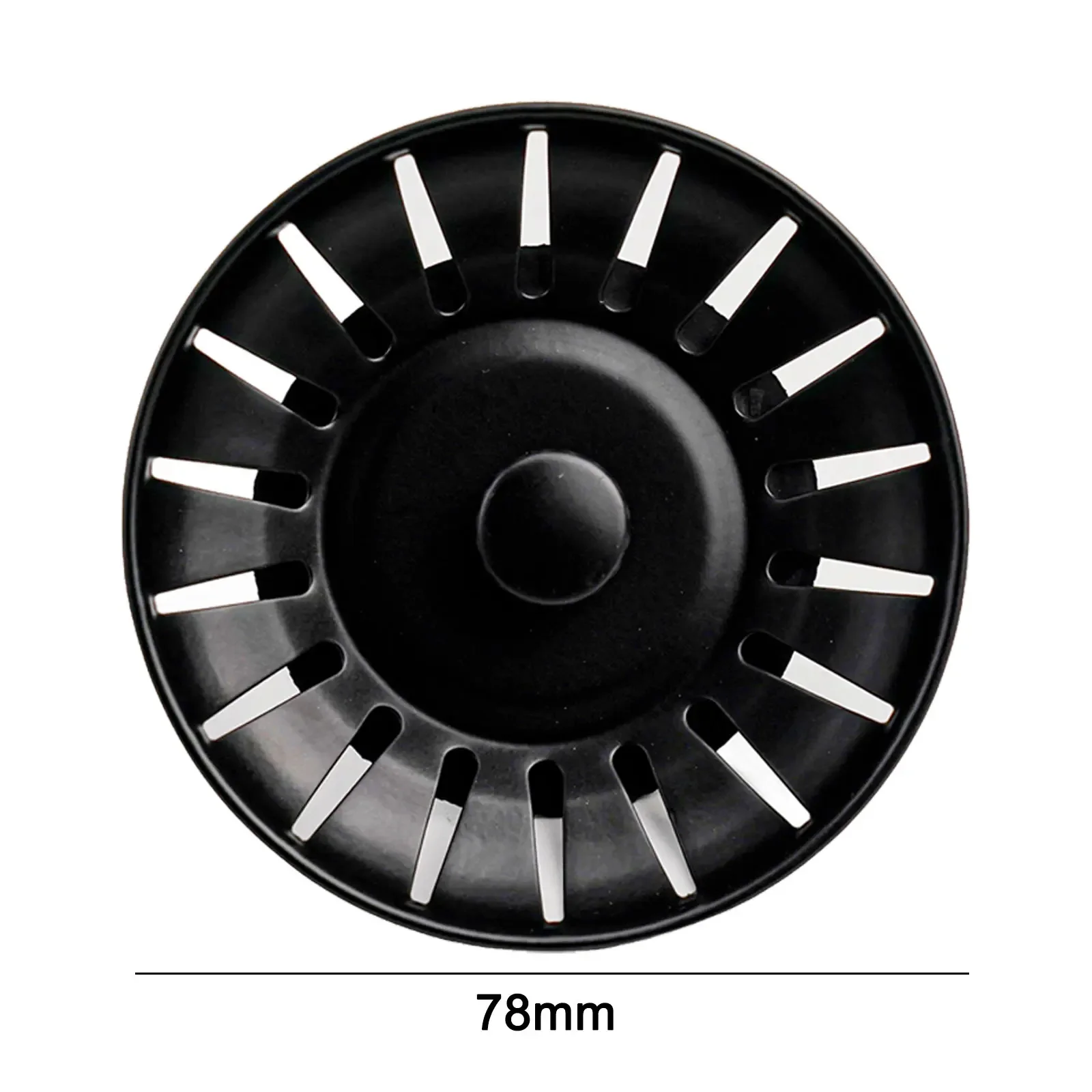 1pcs Kitchen Sink Strainer Stopper Waste Plug Sink Filter 78mm Black Stainless Steel Strainer Filter Kitchen Tools
