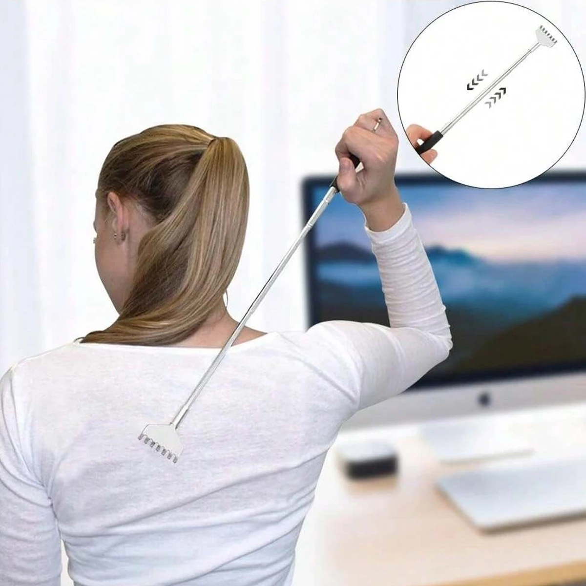 Extendable Back Scratcher Stainless Steel Portable Telescoping Back Scratchers for Adults Men Women with Rubber Handles