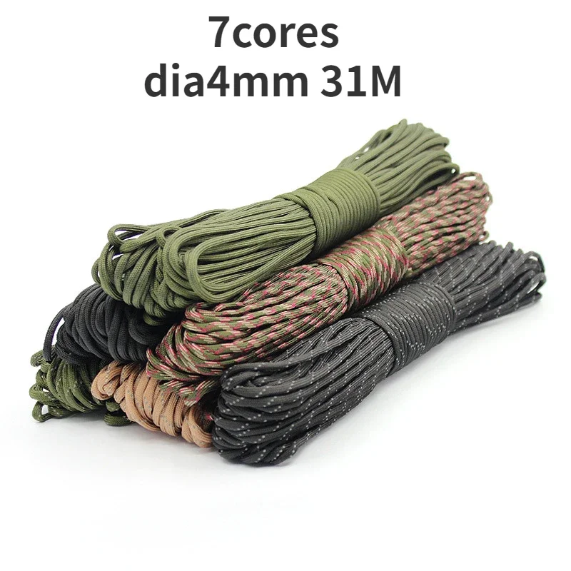 

Outdoor Inelastic Nylon7core Dia4mm Mountaineering Paratrooper Traction Tent Rope Escape Survival Equipment Safety String 31M