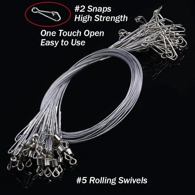 Anti Bite Steel Fishing Line Steel Wire Leader With Swivel Double