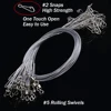 24Pcs Anti Bite Fishing Line Steel Wire Leader With Swivel Double-Lock Snap Accessory Lead Core Leash 25cm 15kg/35lb 4