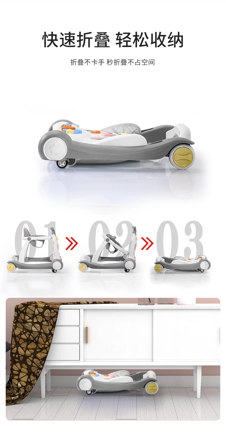 Multifunction Baby Walker Toddler Trolley Baby Stroller Toy Anti Rollover Adjustable Walker Baby Balance Walker 6-24 Months