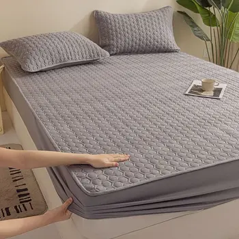Housse de matelas épaisse en tissu Air 3D, protection de matelas matelassé de couleur unie, drap-housse doux et respirant (sans taies d'oreiller) 1