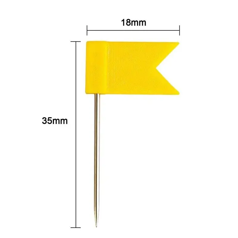 Push pins 50pcs/lot Flag Shape Long Pin Thumbtacks Colored Cork Board Map Marked Pushpin Home Office Wall Thumb Tack Decorative Tools