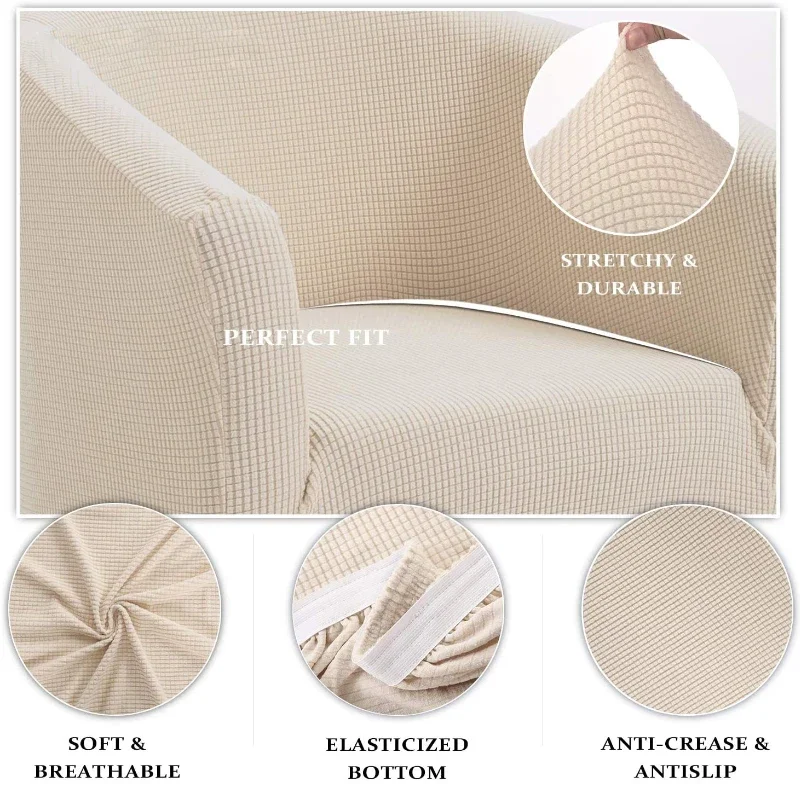High Stretch Spandex Coffee Tub Sofa Armchair Seat Cover Protector Washable Furniture Slipcover Easy-install Home Chair Decor 5