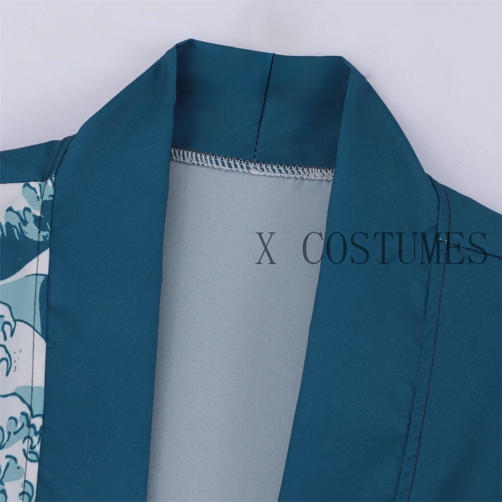 Japanese Kimono Japanese Kimono Cardigan Japanese Kimono Shirt Men's Kimono Cardigans Japanese ukiyoe sea wave Loose Fit Open Front Shirt Blue Casual Summer Beach