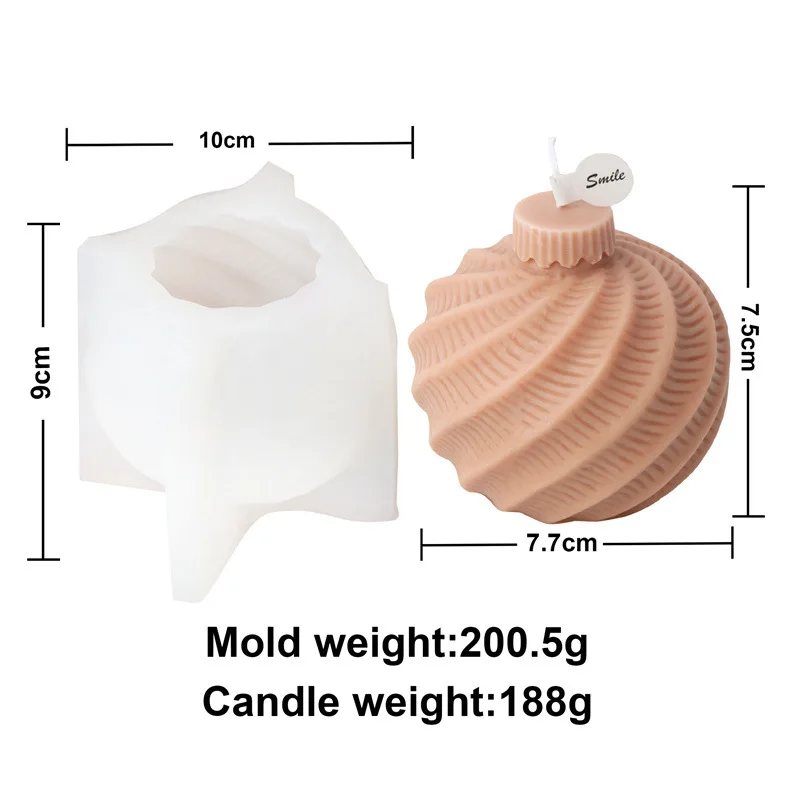 thumbnail image 1 of Molde para velas con forma de bola de Navidad a rayas, forma geométrica, espiral, ondas, vela perfumada, molde de yeso, moldes de silicona de resina, herramientas para tartas DIY, 1 of 5