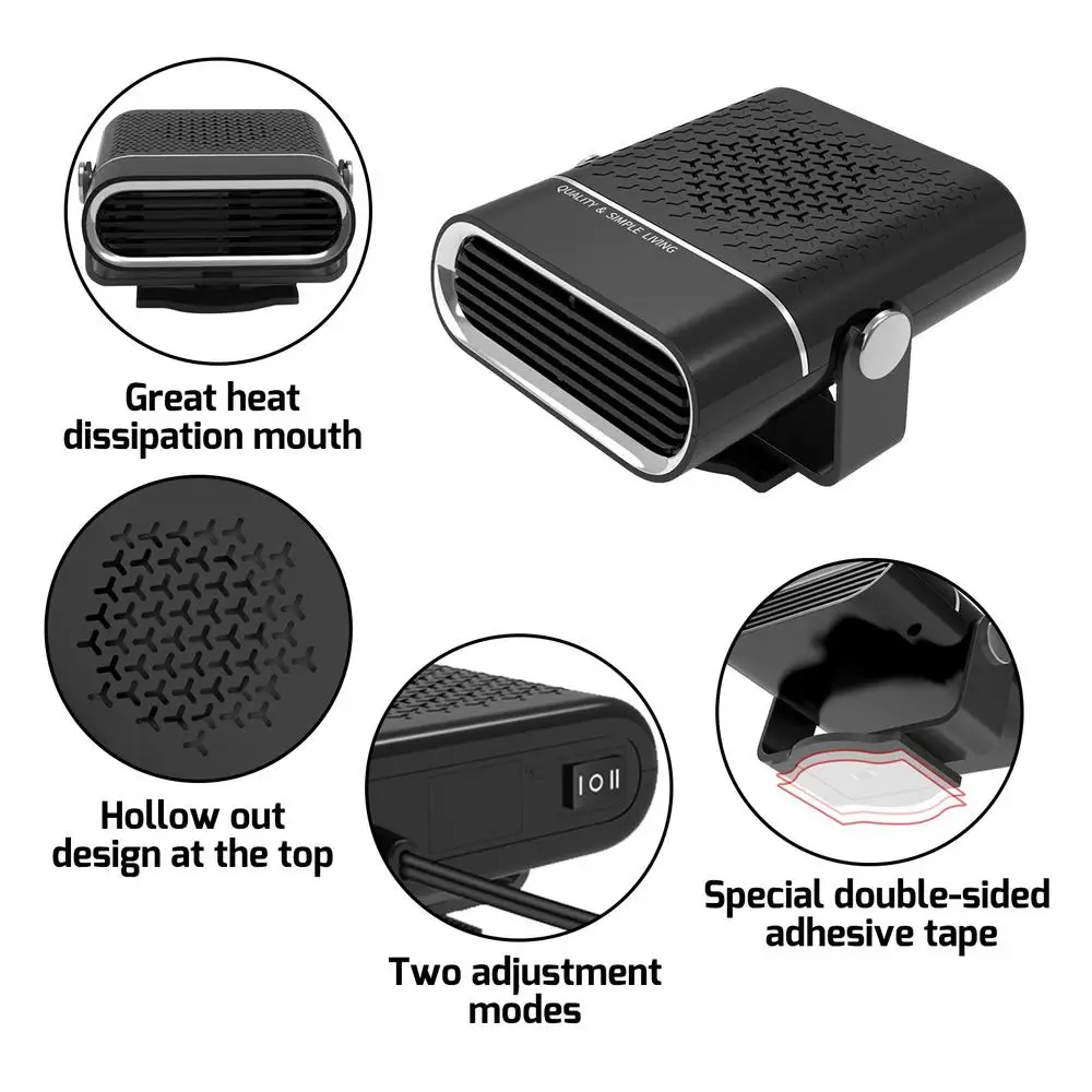 Desempañador de coche 2 en 1, máquina para eliminar la escarcha, la nieve y la niebla, para ventanas, parabrisas, descongelación, calentador automático de 12 V y 150 W_voghion.com