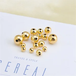 DIY Accessory G18K Gold Buckle Bead AU750 Non Allergic and Non Fading Pearl String Special Smooth Small Gold Bead G383