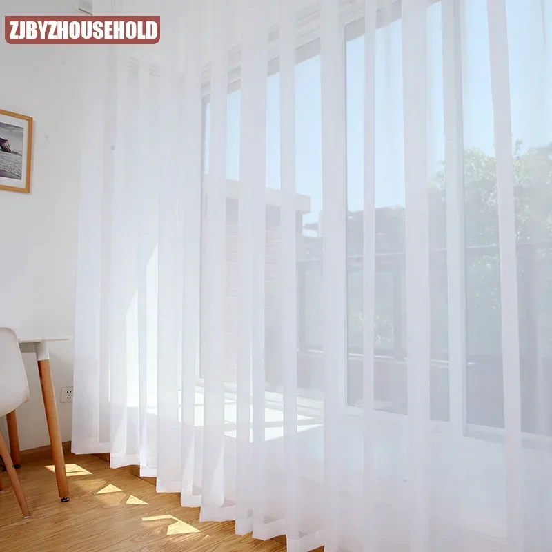 Sheer Window Curtains Tulle Modern Voile Drapes Solid for Kitchen Living Room Bedroom Decoration