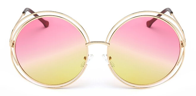Vintage Oversized Round Mirror Sunglasses with Metal Frame