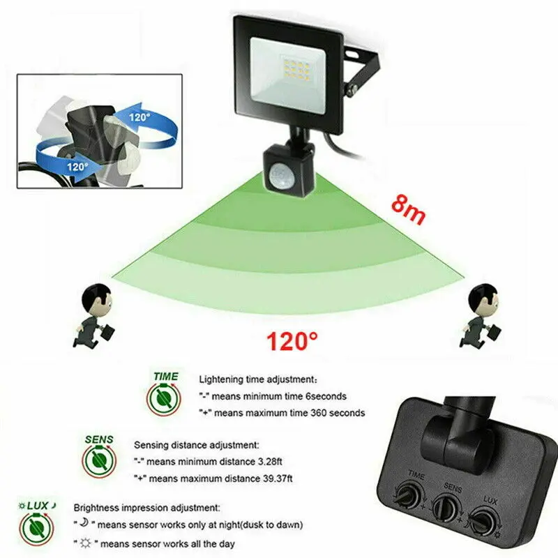 10/20/30/50/100W LED Flood Light PIR Motion Sensor Security Light Outdoor Waterproof Reflector Lamp LED Spotlight Garden Garage led flood light led motion sensor light
