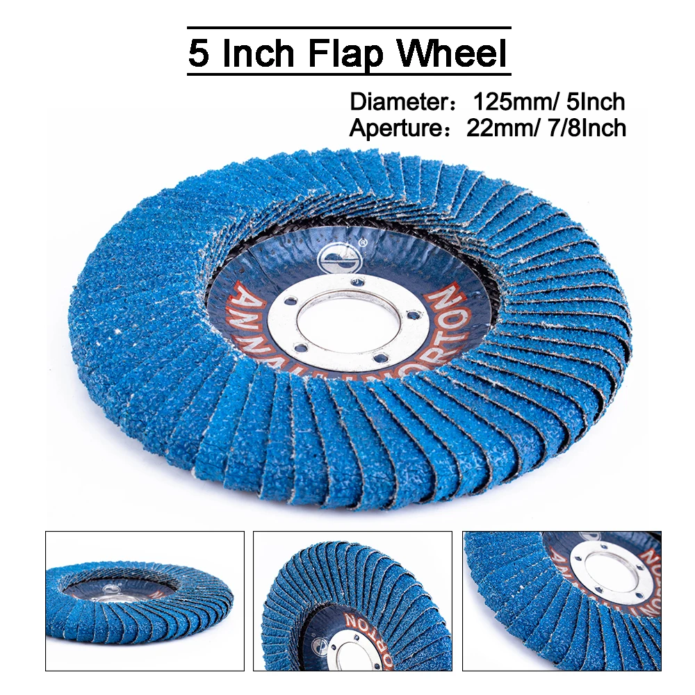 125 mm Fächerscheiben, Schleifscheibe, 12,7 cm, Schleifscheibe für Winkelschleifer, Gusseisen, Blechoberfläche, Polieren, Körnung 1–5 Stück, Körnung 60 # – Detail 2
