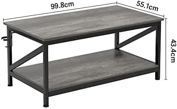 طاولة قهوة مع رف تخزين ورف تخزين من طبقتين، أثاث خ...