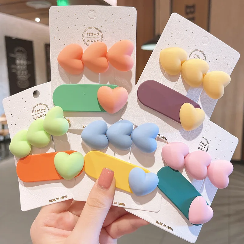 

2Pcs Candy Colors Hairpins Sets Sweet Fashion Bowknot Star Heart Flower Radish Hair Clips Girl Kids Hair Accessories