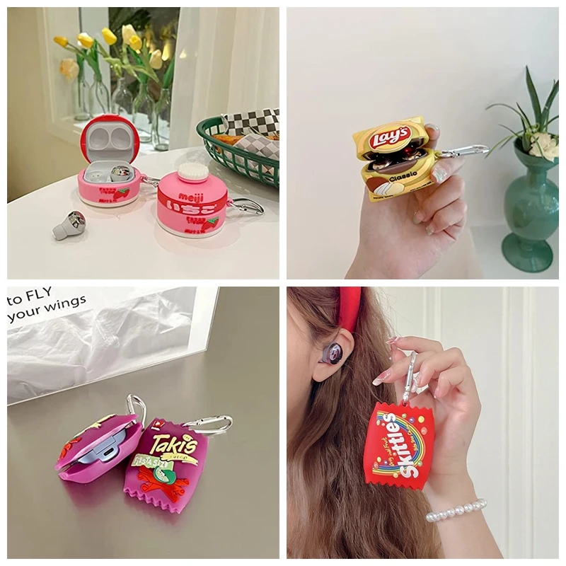 Cute Cartoon Skittle Box Custodia Per Auricolari In Silicone Di Alta Qualità Per Samsung Galaxy Buds Live/Buds2/Buds 2 Pro/Buds Pro Con Gancio