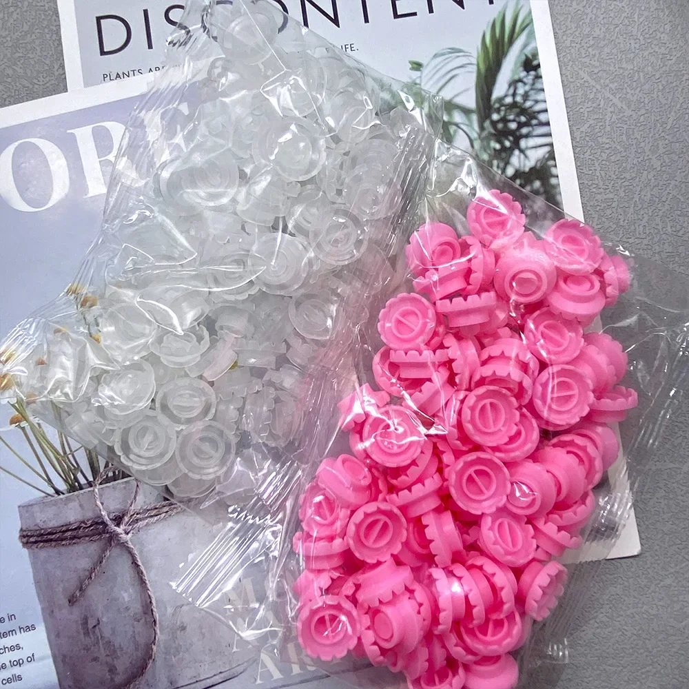 Zanse100pcs Eyelash Extension Pink Flower Glue Delay Cup Tattoo Adhesive Pigment Holders Grafting Eye lashes Holding Trays Tools