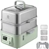 BUYDEEM G563-A501 Electric Food Steamer for Cooking, 2 Tire Stainless Steel Steamer with Slow Cook Mode, 1500W, 10-Quart, Green 1