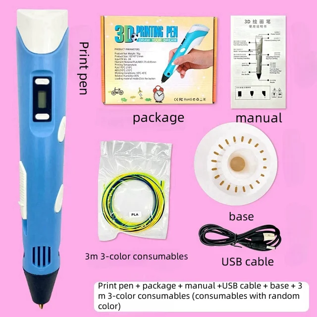 Electronic 3D Printing Pen with 9M PLA Filament | High-Temperature 3D Graffiti Pen, Intelligent Creative Toy Gift for Christmas & Birthday 2