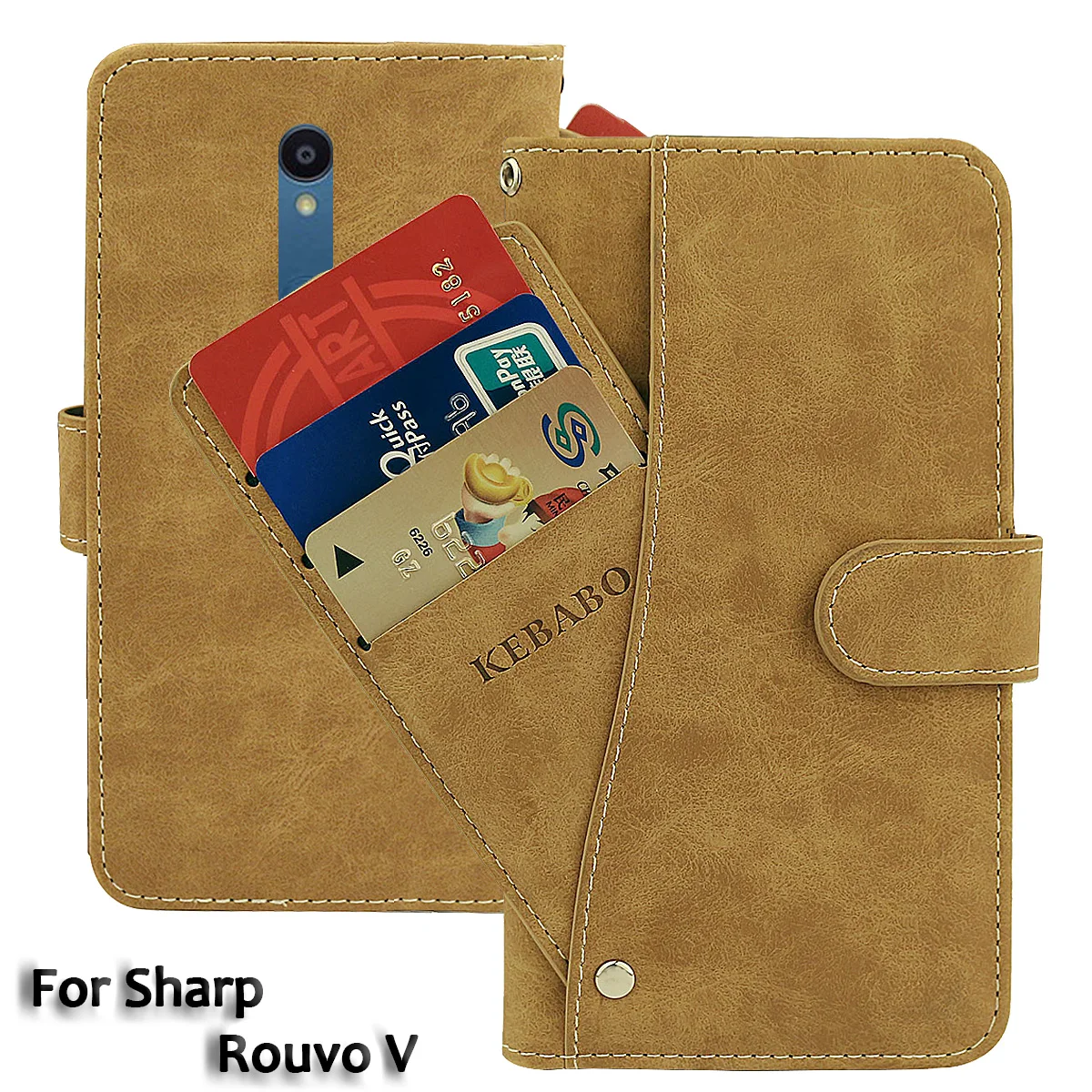

Vintage Leather Wallet For Sharp Rouvo V Case 6.52" Flip Luxury Card Slots Cover Magnet Phone Protective Cases Bags