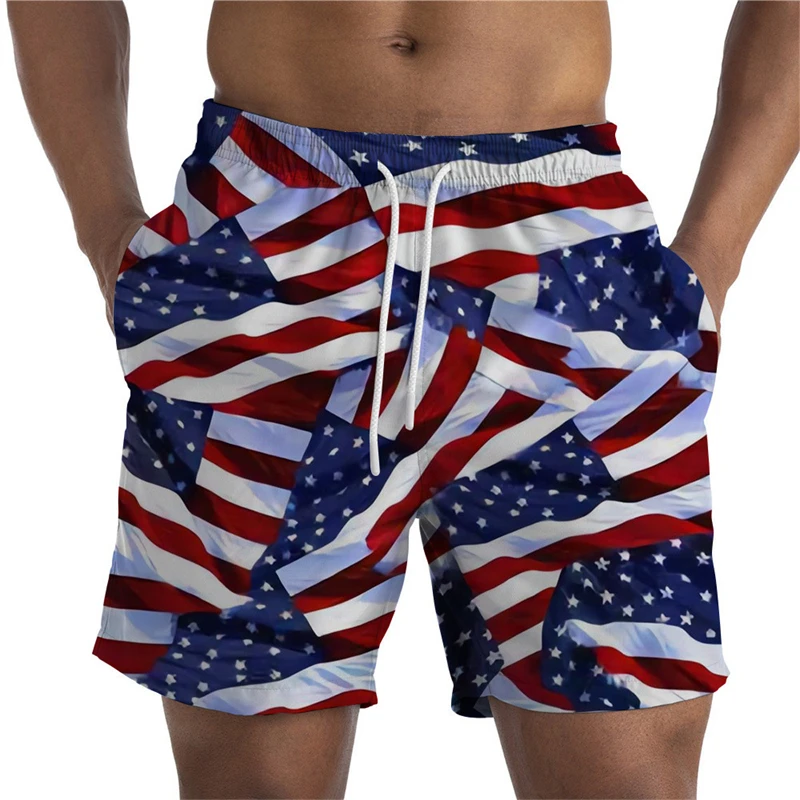 Newest Summer Mens Shorts USA UK National Flag 3D Print Casual Short Pant Teen Quick-drying Swimsuit Swim Trunks Cool Ice 4