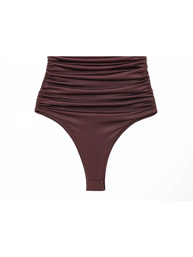 TFMLN 2025 New Women's Bodysuit Sexy Sleeveless Ruched Skinny Slash Neck Bodycon Elegant Tops Fashion Streetwear Outfit Summer