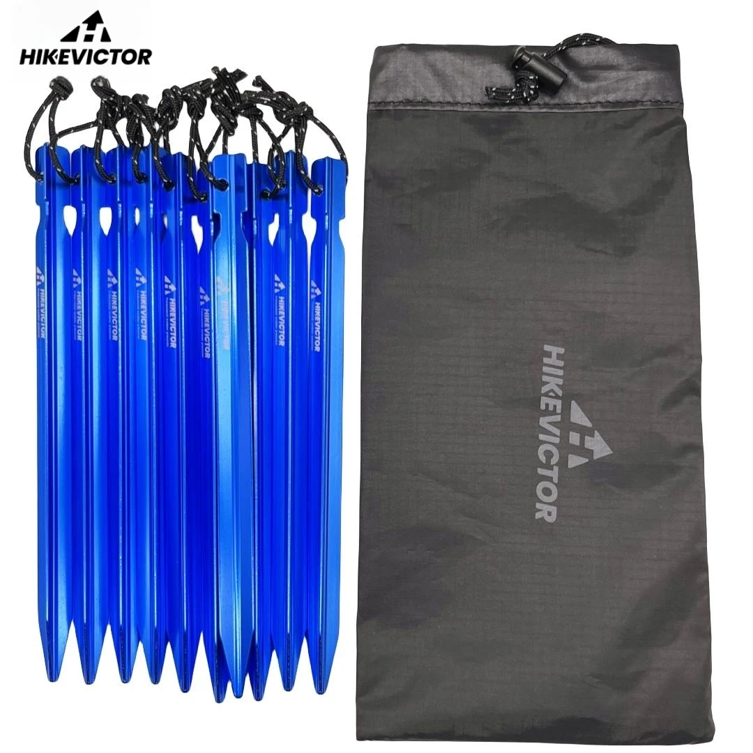 10Pcs 18cm Aluminum Alloy Tent Pegs Camping Tent Accessories Hammer Wind Rope Tent Nail Storage Cover Case Travel tent pegs camping tent accessories
