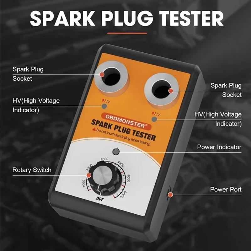 Automobile Spark Plug Tester Double Hole 0-6000rpm Working Frequency 12V Car Engine Ignition Coil Tester Diagnostic Tool