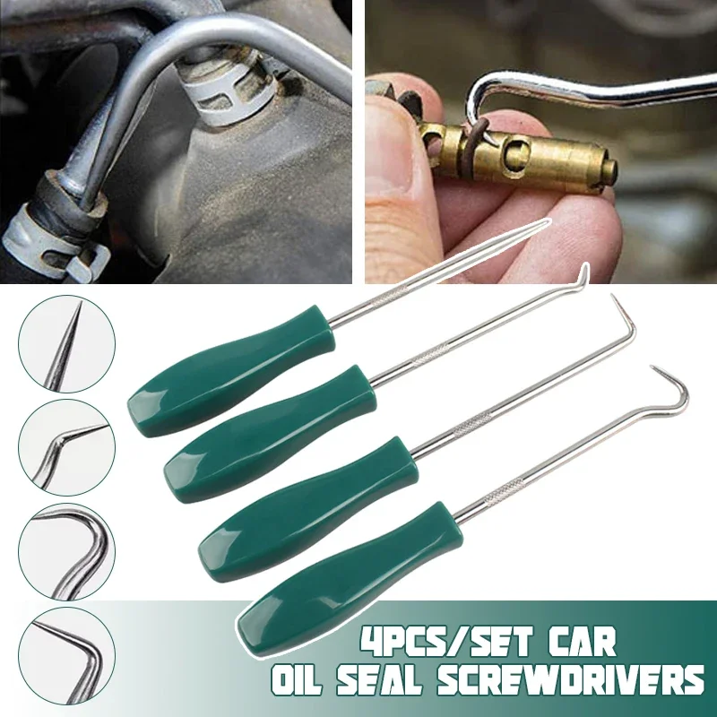4Pcs 135mm Car Auto Vehicle Oil Seal Screwdrivers Set O-Ring Seal Gasket Puller Remover Pick Hooks Repair Tools for Car