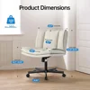 Criss Cross Chair with Wheels, Armless Cross Legged Office Chair, Comfy PU-Leather Desk Chair, Modern Swivel Height Adjus 5
