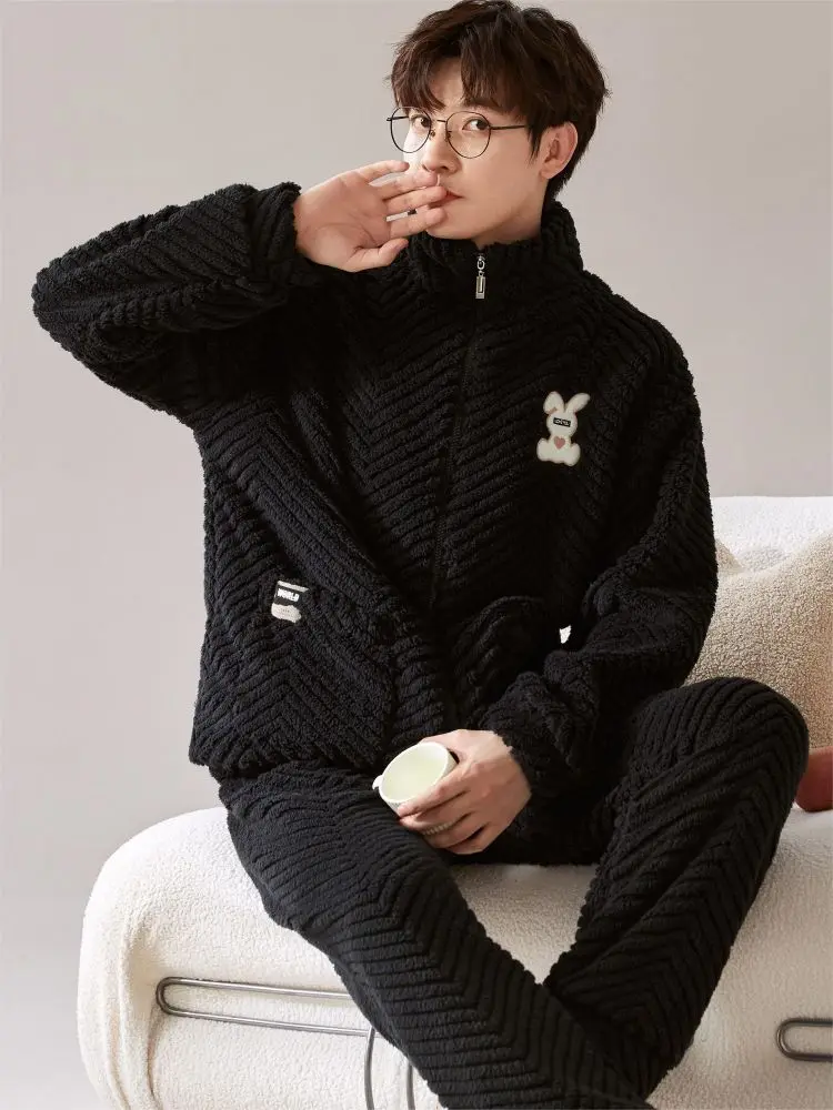 Matching Pyjamas for Couples Warm Winter Man Cotton Pajama Fur Pajamas Thick Home Clothes for Men Men's New Sleepwear One Piece