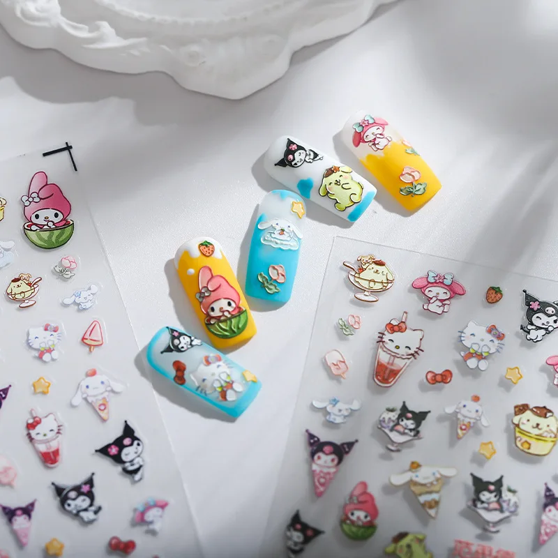 

Kawaii Sanrio тисненые наклейки для ногтей Hello Kitty Pom пурин моя мелодия 5D наклейки для ногтей для девочек сердца ювелирные изделия Сделай Сам