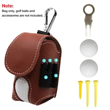 

Hand-stitched Leather Golf Ball Tee Holder With Hook Portable Golf Ball Storage Bag 2 Balls 6 Golf Tees Pouch Golf Supplies