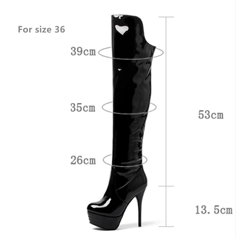 Sexy High Heels Over Knee Boots Platform Fashion Thigh High Boot Women Winter Black Red White Fetish Shoes Female Large Size 46