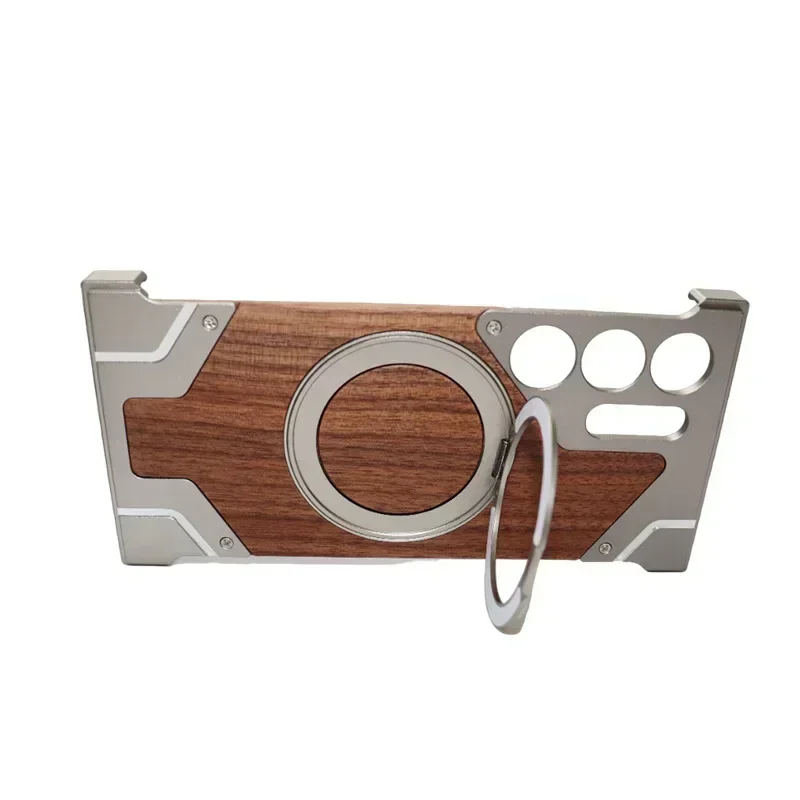 Luxurious Walnut Wood Phone Case with Metal MagSafe Wireless Charging and Ring Holder
