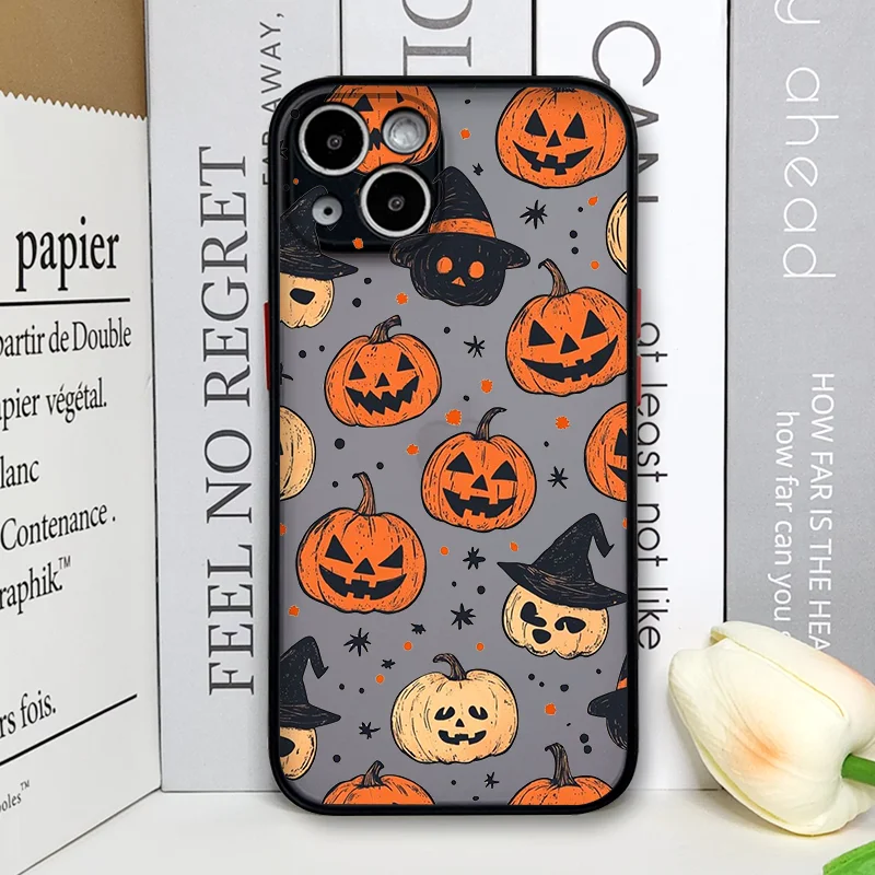 Whimsical Halloween Pumpkin & Ghost Pattern Phone Case Back Cover