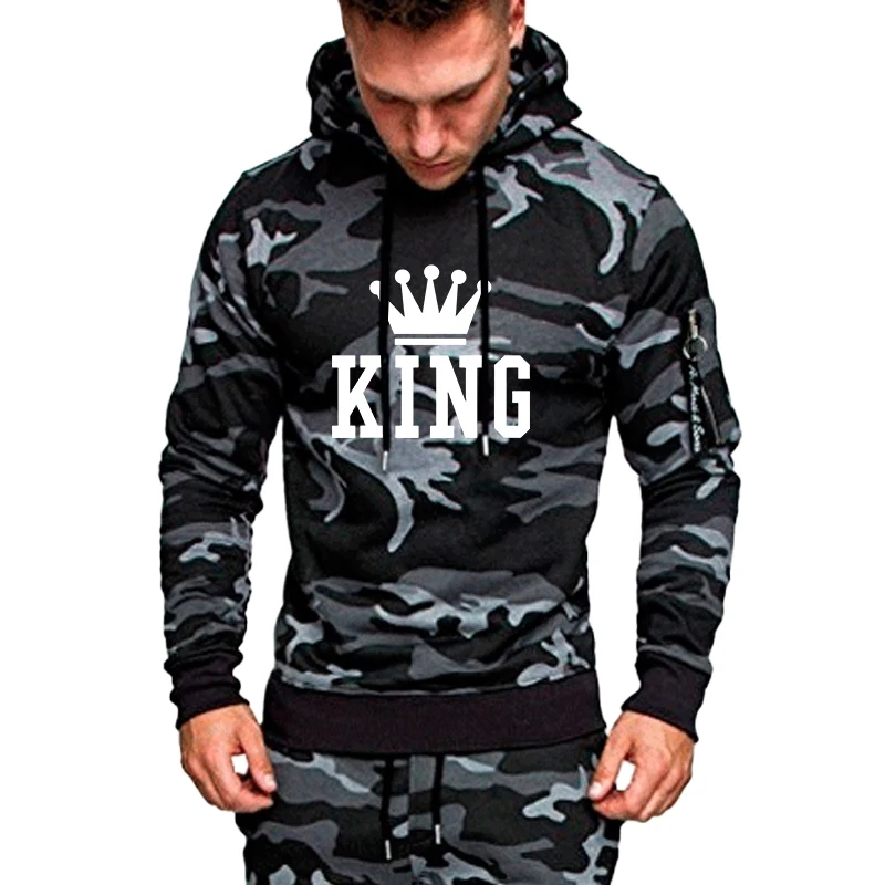 Men's Set Camo Pocketless Pullover Hoodie Men's Casual Sports Wear Hoodie Long Pants Two sets of Sports Wear Jogging Wear